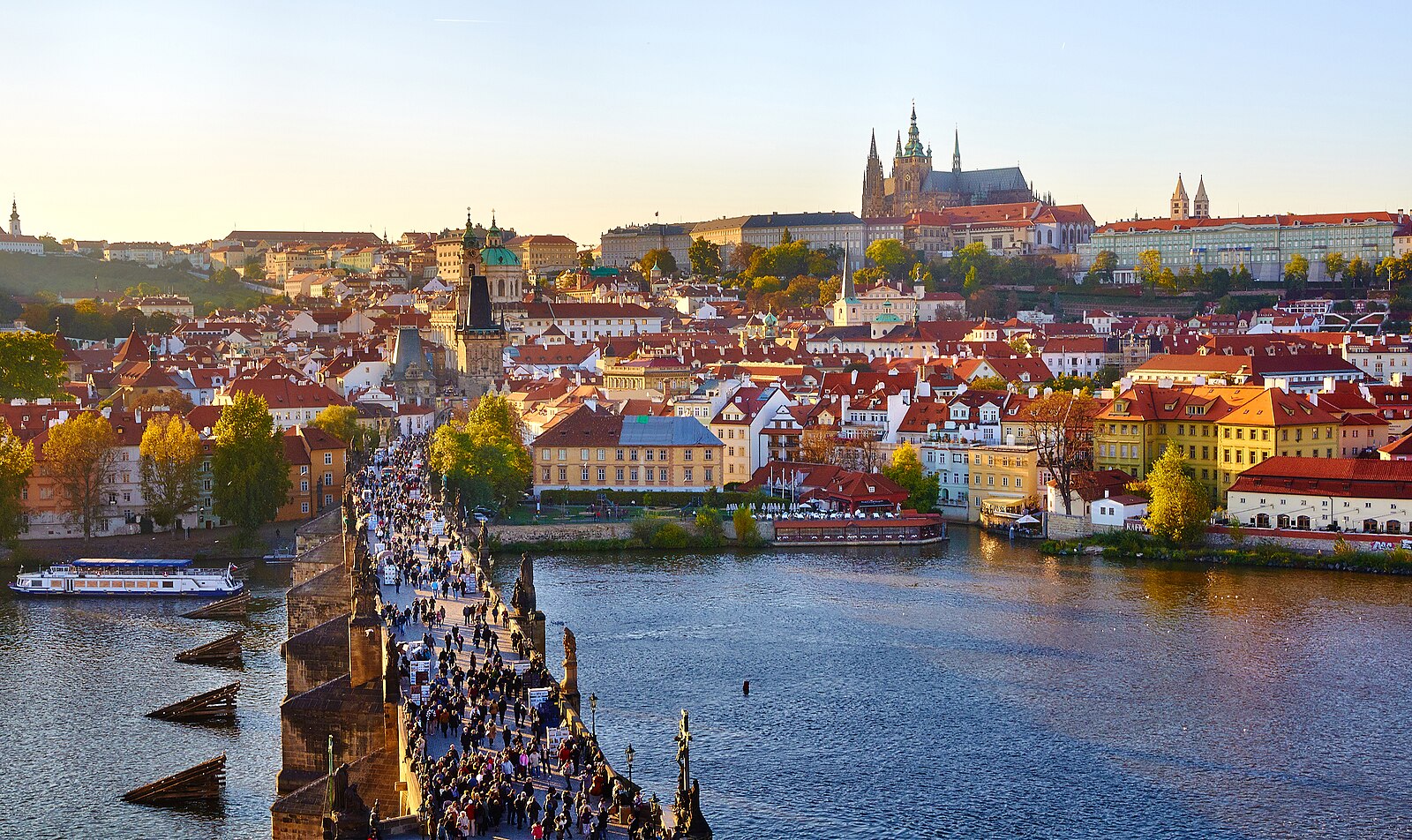 Prague skyline with Charles Bridge and Old Town, Czech Republic