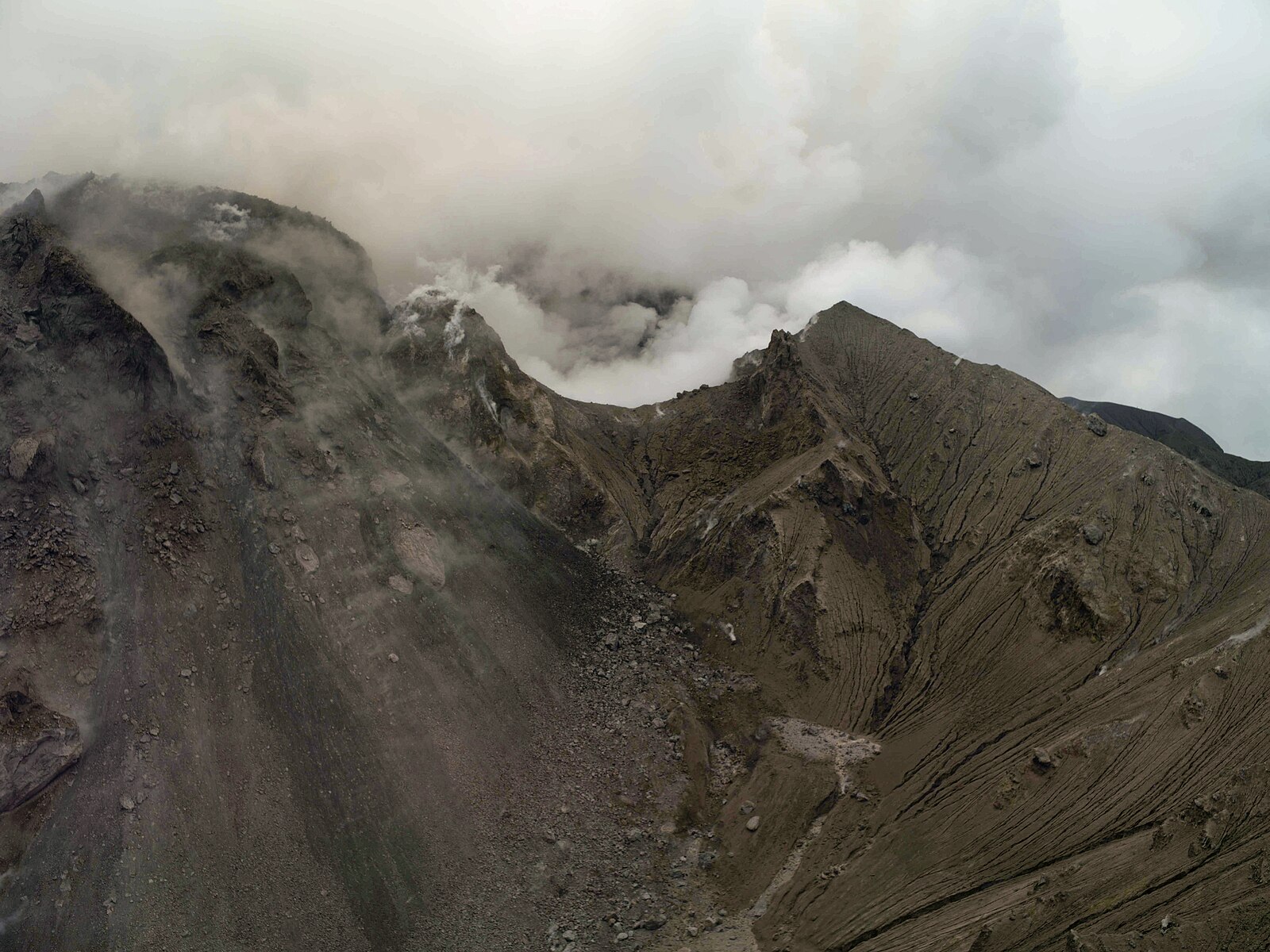 Aerial view of Soufrière Hills volcano, Montserrat