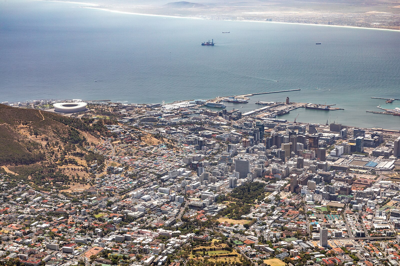 Cape Town City Bowl viewed from Table Mountain, South Africa